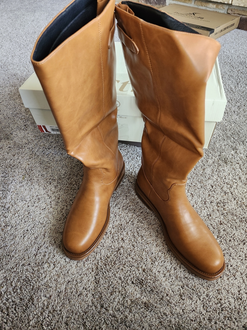 Over-the-Knee Leather Riding Boot - Cognac - Picture 4 of 8